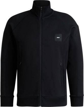 BOSS Cotton zip-neck sweatshirt with Double B monogram