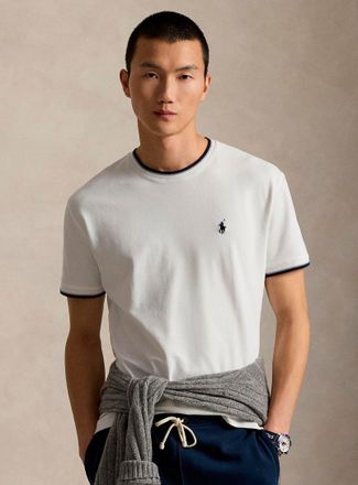 Polo Ralph Lauren Polo Shirt Ralph Lauren - Mens Piqu&eacute;-knit striped-trim T-shirt