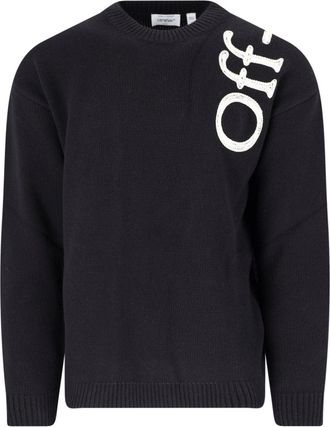 Off-white Bookish Black Contrast Logo Wool-Blend Sweater