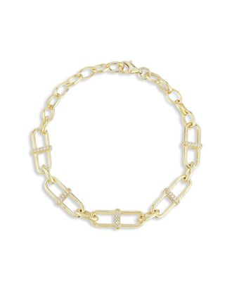 Chloe and Madison Chloe And Madison 14K Over Silver Cz Link Bracelet