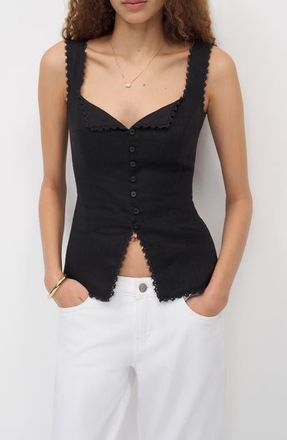 Reformation Viola Linen Tank in Black at Nordstrom, Size 12