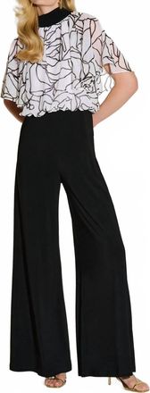 Joseph Ribkoff Foiled Floral Flared Jumpsuit In Black/vanilla