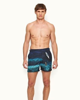 Orlebar Brown Bulldog Mid-Length Swim Shorts in Deep Sea at Nordstrom, Size 30