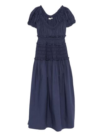 D&ocirc;en ruffled scoop-neck dress - Blauw