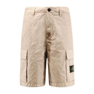 Stone Island Casual Shorts, male, Beige, Size: W36 Nylon Shorts
