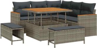 vidaXL Garden Sofa Set with Cushion 8 pcs Grey Poly rattan vidaXL