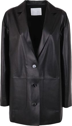 Drome Boxy Leather Blazerjas - Dames - Blazers - Zwart - XS - Leer - Jassen