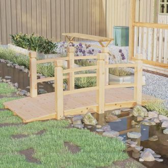 Berkfield Home Garden Bridge with Railings 150x67x56cm Solid Wood Spruce in Brown | Size: 150 x 67 x 56 cm