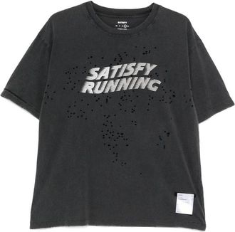 SATISFY Distressed Logo-print T-shirt