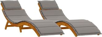 vidaXL Vidaxl - Sun lounger 2 pcs Grey 184 x 55 x 64cm Solid Acacia wood