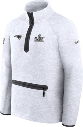Nike New England Patriots Super Bowl LX Opening Night Tech Fleece Nike Mens NFL 1/2-Zip Top in Grey | 033Y0EBP8KX-67Y