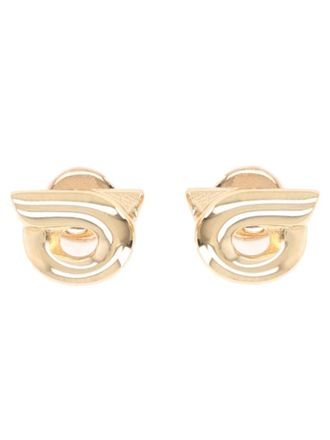 Ferragamo Golden Hooks Stud Earrings