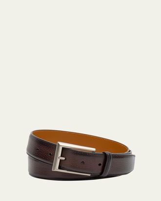 Magnanni Mens Rocas Pebbled Leather Belt