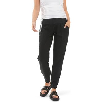 Ripe Tencel Off Duty Maternity Cargo Pant in Black at Nordstrom, Size Xx-Large Au
