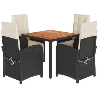 vidaXL Set De Muebles Jard&iacute;n 5 Pzas Con Cojines Rat&aacute;n Sint&eacute;tico Negro Vidaxl