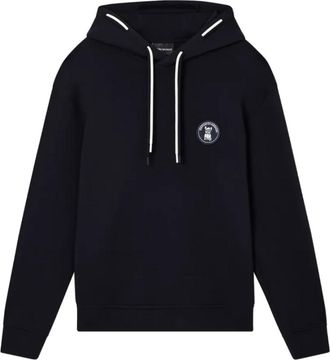 Emporio Armani Hoodie van een katoenmix - Heren - Hoodies - Blauw - S - Katoen - Hoodies & sweatvesten