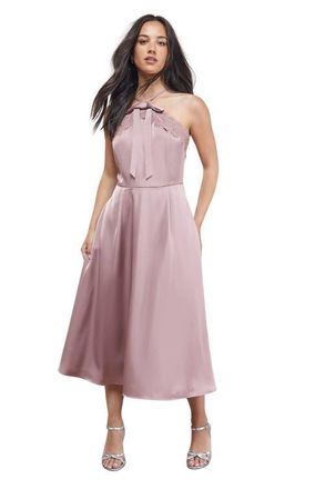 Oasis Lace Detail Midi Prom Dress in Mocha at Nordstrom, Size 2
