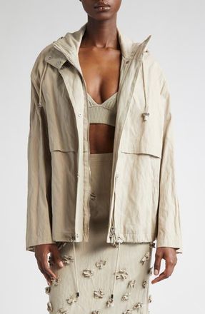 Michael Kors Metallic Gabardine Hooded in Almond at Nordstrom, Size X-Small