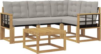 vidaXL Conjunto De Sof&aacute;s De Exterior 5 Uds. Blanco Y Gris Claro Vidaxl