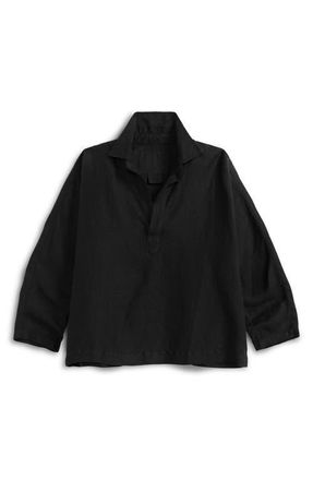 Frank & Eileen Popover Linen Shirt in Black Linen at Nordstrom, Size X-Small