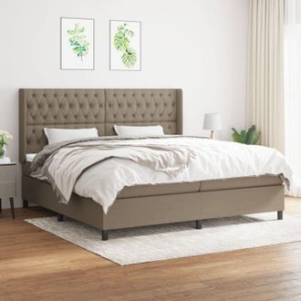 vidaXL Vidaxl - Cama Box Spring Con Colch&oacute;n Tela Gris Taupe 200x200 Cm