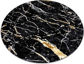 RugsX Alfombra Allure 1963 Circulo M&aacute;rmol - Estructural, Elegante, Glamurosa Negro / Oro Black Circulo 200 Cm