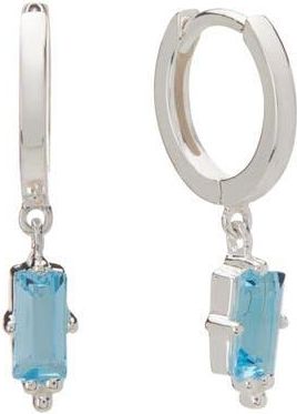 Murkani Huggies with Hanging Blue Topaz Baguette in Yellow Gold at Nordstrom