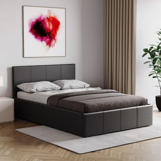 Home Discount Vida Designs Lisbon Small Double Ottoman Leather Bed Frame UKFR Fabric in Black