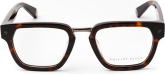 Philipp Plein Rectangle Full Rim Eyeglasses - Brown