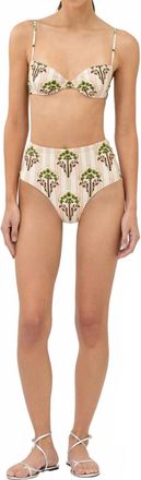 Agua Bendita Magenta Moriche Embroidered Bikini Bottom In Neutral/pink