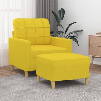 vidaXL Vidaxl - Sill&oacute;n Con Taburete Tela Amarillo Claro 60 Cm