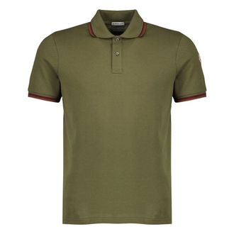 Moncler Piqu&eacute; Cotton Polo - male - Moncler - Polo Shirts - Green - S - Tops