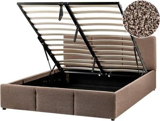 Beliani Ottoman Bed Boucle BOUSSE 140 x 200 cm (EU Double) Taupe