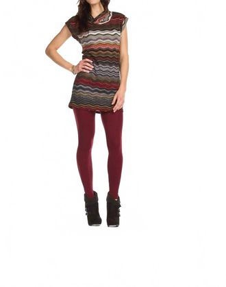 Papillon Chevron Stripe Cowl Neck Dress In Hot Mama