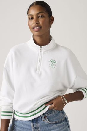 Levi's Sudadera con cremallera de un cuarto Everyday con estampado - Mujer - XS - Blanco / Bright White