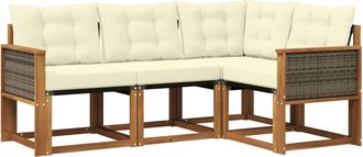 vidaXL Conjunto De Sof&aacute;s De Exterior 4 Uds. Natural Y Crema Vidaxl