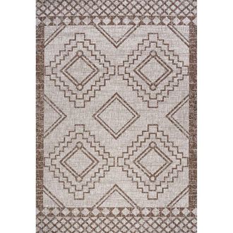 Jonathan Y Designs Marokko Diamond Medallion Indoor/Outdoor Area Rug in Beige/brown at Nordstrom, Size 2Ft 0In X 8Ft 0In