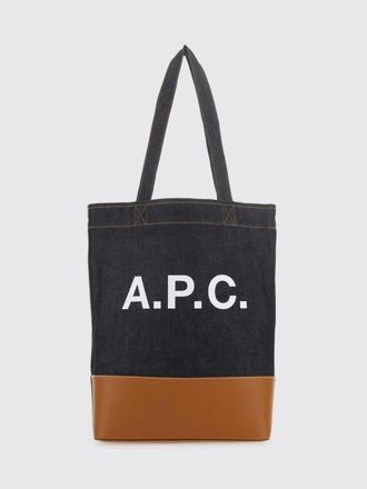 A.P.C. Borsa tote in denim di cotone con logo A. P.C