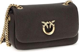 Pinko Womens Shoulder Bag Click Soft Horizontal Chain Mn. Marasca Brown Brown-Antique Gold Calf Leather Brown/antique