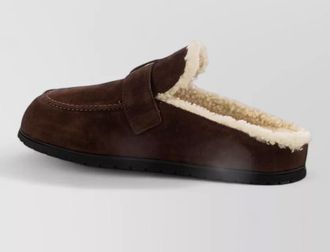 Prada suede shearling-lined mules