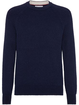 Brunello Cucinelli Ribgebreide trui - Blauw