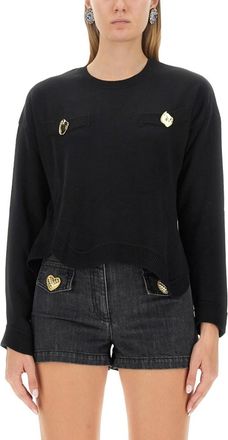 Moschino Black Solid Crew Neck Sweater