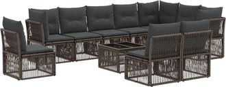 vidaXL Conjunto De Sof&aacute;s De Jard&iacute;n 11 Uds. Gris Rat&aacute;n Sint&eacute;tico Vidaxl