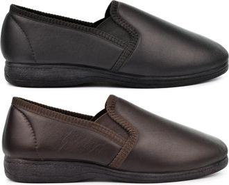 Generic Mens Leather Slippers Size 6 Boys Leather Slippers Size 8 Mens Slip On Slipper Carpet Slipper Rubber Sole Slip In Rubber Outsole Sizes 6-12 Dark Brown