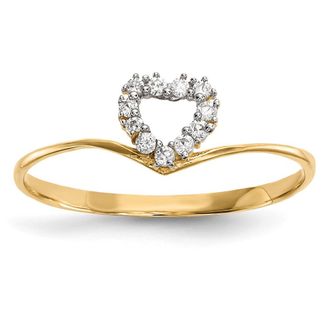 Diamond2Deal 14k Yellow Gold Cubic Zirconia Heart Ring