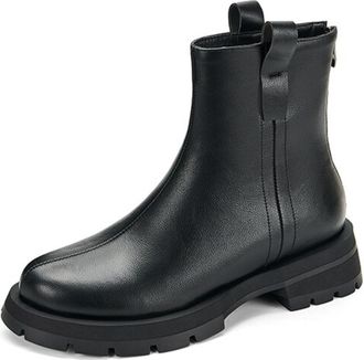 Generic Womens Chelsea Ankle Boots Faux Leather Square Toe Chunky Lug Sole Elastic Side Panels Pull Tab Side Zip Smooth Upper Supportive Fit And Durable Tract