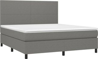 vidaXL Vidaxl - Cama Box Spring Con Colch&oacute;n Tela Gris Oscuro 160x200 Cm