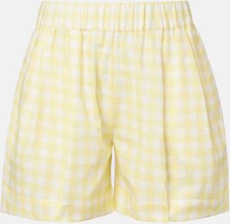 Asceno Gingham linen and cotton shorts