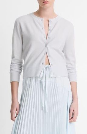 Vince Tipped Half Moon Cardigan in Opal Grey/Optic White at Nordstrom Rack, Size X-Large