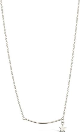Sterling Forever Curved Bar & Star Charm Pendant Necklace in Silver at Nordstrom Rack